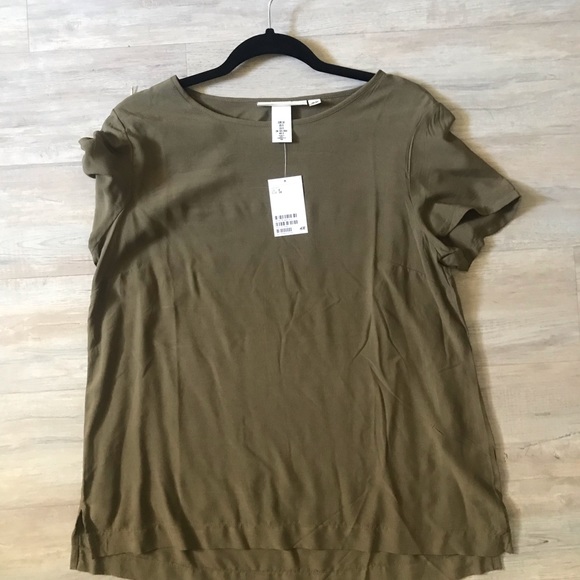 H&M army Green silky shirt - Picture 2 of 3